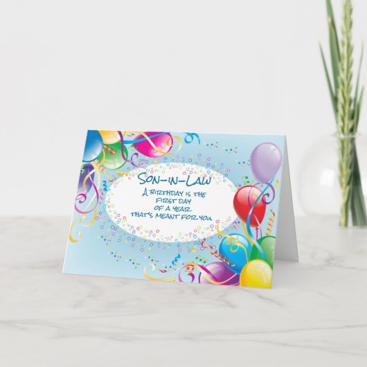 義理の息子の宗教誕生日の吹祝球 カード (正面)