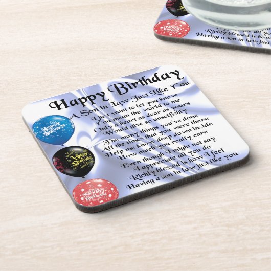 義理の息子の詩-ハッピーバースデーのデザイン コースター (左側)