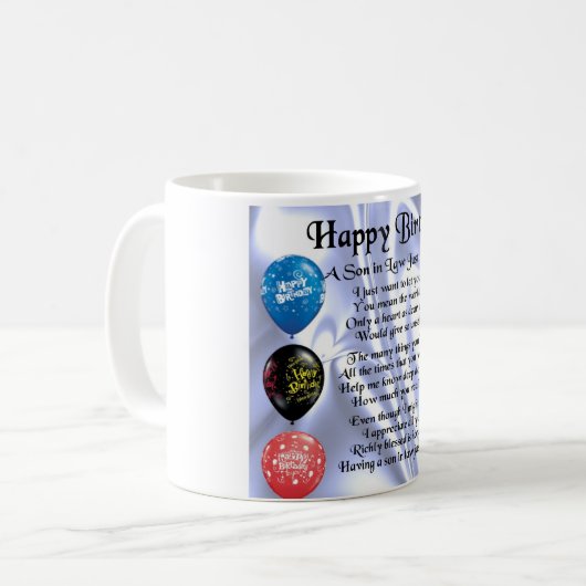 義理の息子の詩-ハッピーバースデーのデザイン コーヒーマグカップ (正面左)