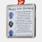 義理の息子の詩-第40誕生日のデザイン メタルオーナメント (左)