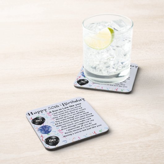 義理の息子の詩-第50誕生日のデザイン コースター (右側)