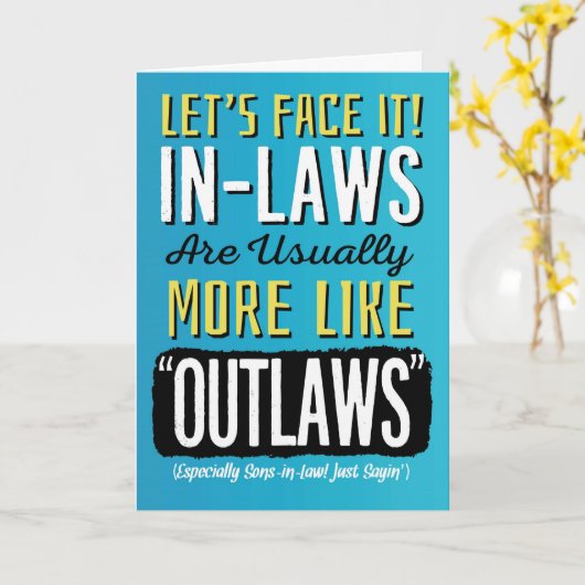 義理の息子の誕生日おもしろいは、アウトローのようなもの！ カード (黄色い花)