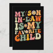 義理の息子は子お気に入りのレトロGroovy 招待状 (正面/裏面)