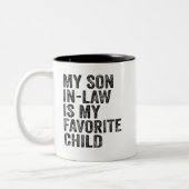 義理の息子は子お気に入りの家おもしろいだ ツートーンマグカップ (左)
