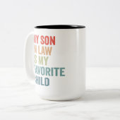 義理の息子は私の子の母お気に入りののおもしろいパパ ツートーンマグカップ (正面左)