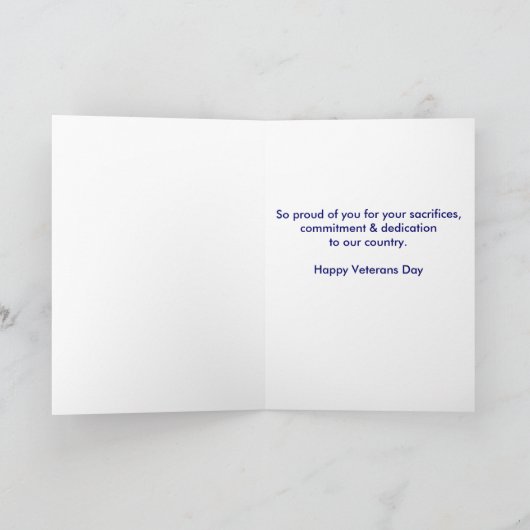 義理の息子へ、ベテランの日おめでとう、古き良き星条旗 サンキューカード (内部)