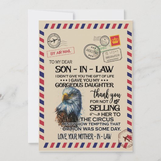 義理の息子へ | 愛する義理の息子へ　母より 招待状 (正面)