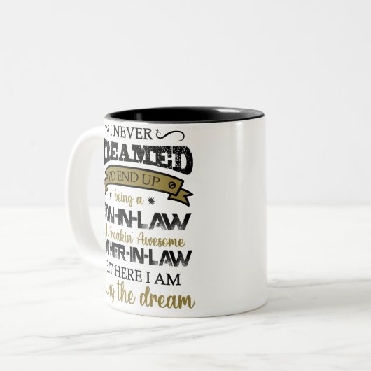 義理の息子や義理の父など夢にも素晴らし見なかった ツートーンマグカップ (正面左)