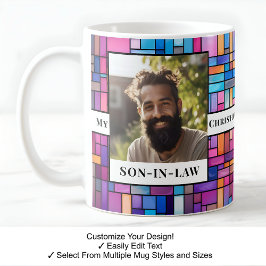 義理の息子，名前，メッセージ，写真，モザイクマグカップC502 コーヒーマグカップ