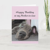 義理の母のおもしろい犬のユーモアへのリラックス誕生日 カード (正面)