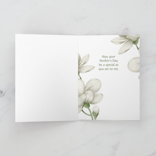 義理の母の日 白い花の花束 シーズンカード (内部)