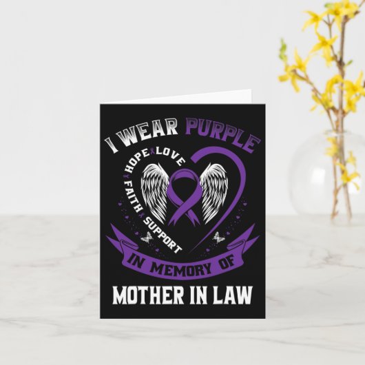 義理の母を覚えて紫を身に着ける膵臓癌 カード (黄色い花)