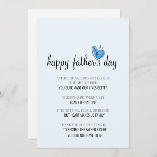 義理の父へのシンプルな青いハートの父の日カード シーズンカード (正面/裏面)