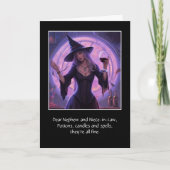 義理の甥と妻の姪おかしなハロウィンウィッチ カード (正面)