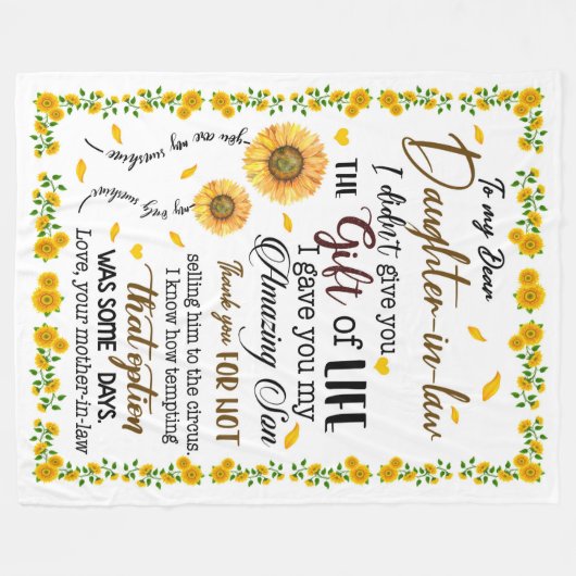 義理パーソナライズされたの娘への手紙 フリースブランケット (正面(横))