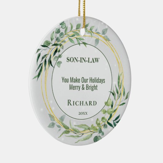 義理パーソナライズされたの息子セラミックオーナメント セラミックオーナメント (右)