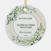 義理パーソナライズされたの息子セラミックオーナメント セラミックオーナメント (正面)