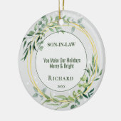 義理パーソナライズされたの息子セラミックオーナメント セラミックオーナメント (左)