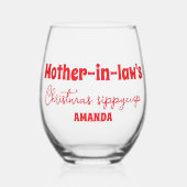 義理パーソナライズされた母のクリスマスシッピーカップ ステムなしワイングラス (正面)
