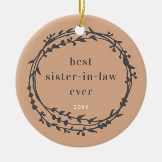 義理最高の姉妹のエバパーソナライズされたリース セラミックオーナメント (正面)