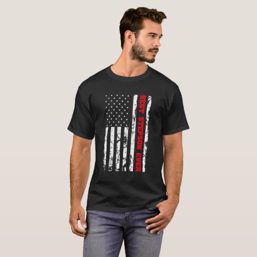 義理最高の息子エバーアメリカヴィンテージ国旗の愛国家族 Tシャツ (正面フル)