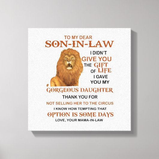 義理親愛息子よ与えり キャンバスプリント (正面)