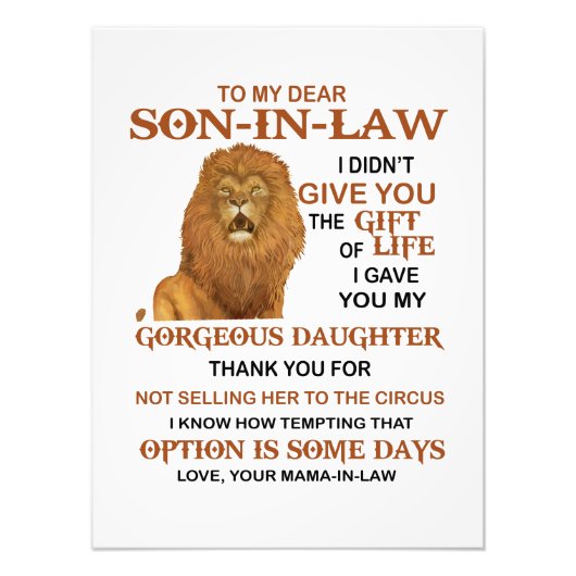 義理親愛息子よ与えり フォトプリント            (正面)