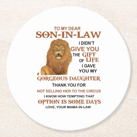 義理親愛息子よ君には命与えの賜物は無かった ラウンドペーパーコースター (正面)