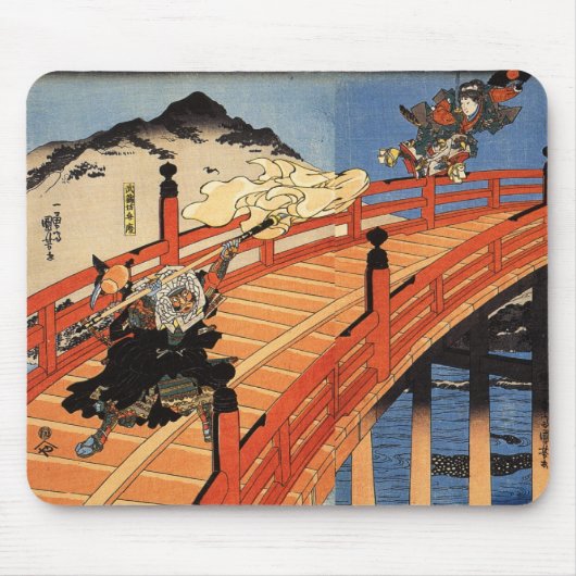 義経と弁慶, 国芳, Yoshitsune & Benkei, Kuniyoshi, Ukiyo-e マウスパッド (正面)