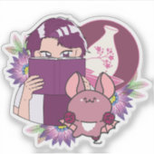 義肢をつけた漫画の読者、酒とコウモリ シール (正面)