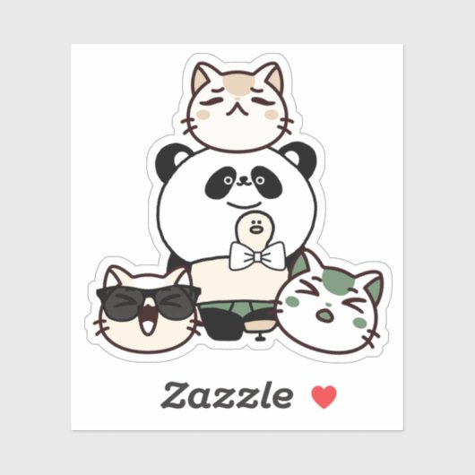 義足のパンダと猫の仲間たち シール (シート)