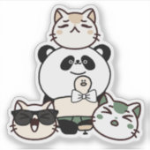 義足のパンダと猫の仲間たち シール (正面)