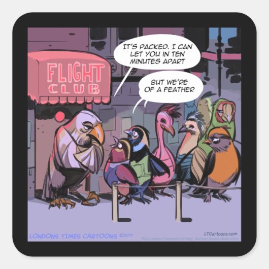 羽おもしろいの鳥 スクエアシール (正面)