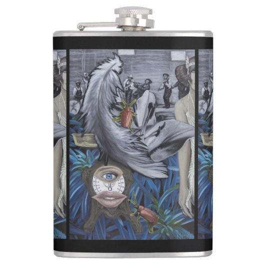 "羽およびスケール"のビニールの包まれたなフラスコ フラスク (正面)