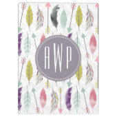 羽および矢のモノグラム クリップボード (裏面)