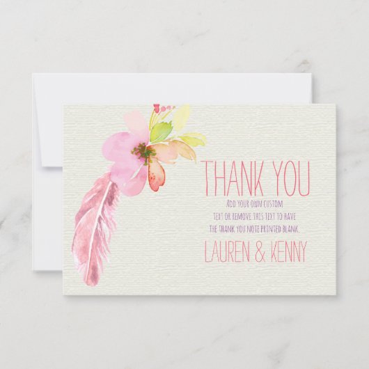 羽および花のサンキューカード サンキューカード (正面)