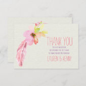 羽および花のサンキューカード サンキューカード (正面/裏面)