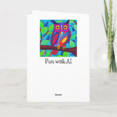 羽お洒落付きカラフルフクロウ カード (裏面)