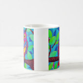 羽お洒落付きカラフルフクロウ コーヒーマグカップ (中央)