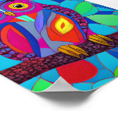 羽お洒落付きカラフルフクロウ ポスター (角)