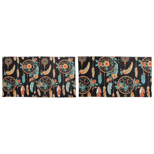 羽お洒落夢フローラティール(緑がかった色) 枕カバー (裏面-セット)