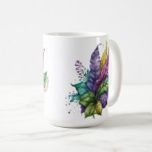 羽かわいらし付き水彩色マルディグラスマスク コーヒーマグカップ (正面右)