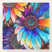 羽かわいらし根 ガラスコースター (正面)