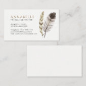 羽が付いているフリーランス・ライターの名刺 名刺 (正面/裏面)