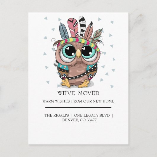 羽が家に戻って動く愛らしい甘いフクロウ ポストカード (正面)