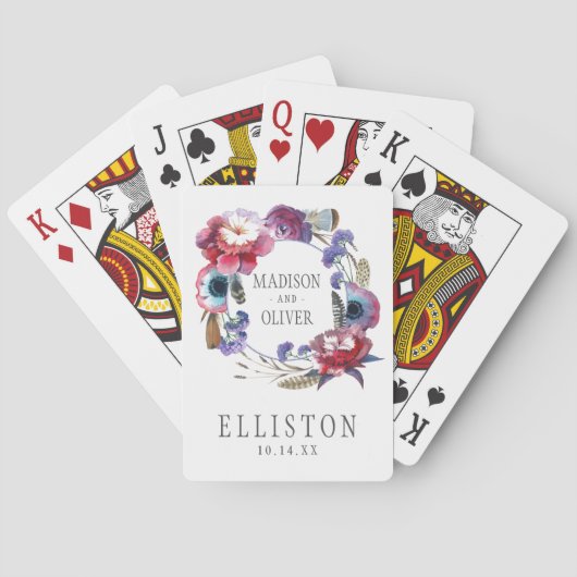 羽との野生の花のシャクヤクの花柄結婚する| トランプ (裏面)