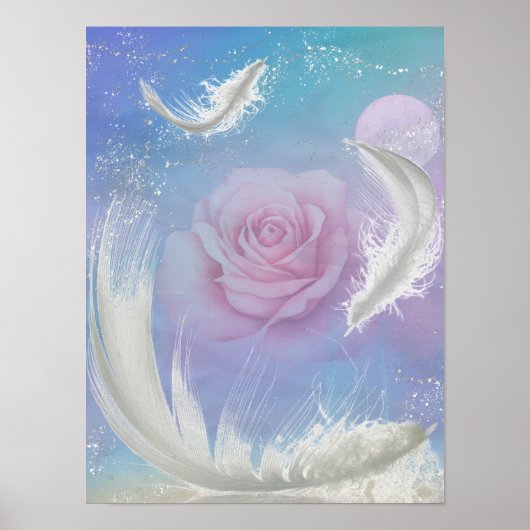 羽とバラポスター ポスター (正面)