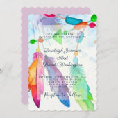 羽とビーズボホ結婚式招待状 招待状 (正面/裏面)