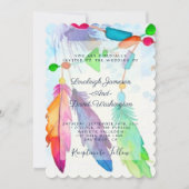 羽とビーズボホ結婚式招待状 招待状 (正面)