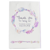 羽とビーズ結婚の紫色のバッグ ミディアムペーパーバッグ (正面)